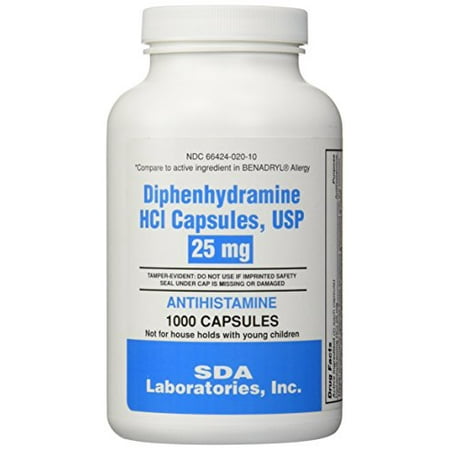- Generic Benadryl Allergy - Diphenhydramine (25mg) - 1000 Capsules