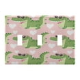thumbnail image 2 of 2 Gang Light Switch Cover Plate Cartoon Crocodiles with Heart Sunglasses Wall Plate Decorate Electrical Outlet Cover Plates 4.56”x4.48”, 2 of 8