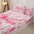 thumbnail image 3 of Manfei Pink Rose Floral Bow Zipper Full Size Comforter Sets with Fitted Sheet and 2 Pillowcases For Girl,Watercolor Bloom Flowers Zipper Bedding Set,Pink Reversible,4 Pieces, 3 of 7