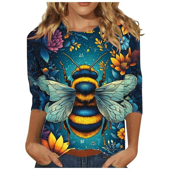 SHE IS Womens 3/4 Sleeve Tops, Shirts for Women Long Sleeve Work Womens Tops Dressy Casual Plus White Long Sleeve Blouse for Women Dressy Casual Graphic Tees for Women Trendy Cropped