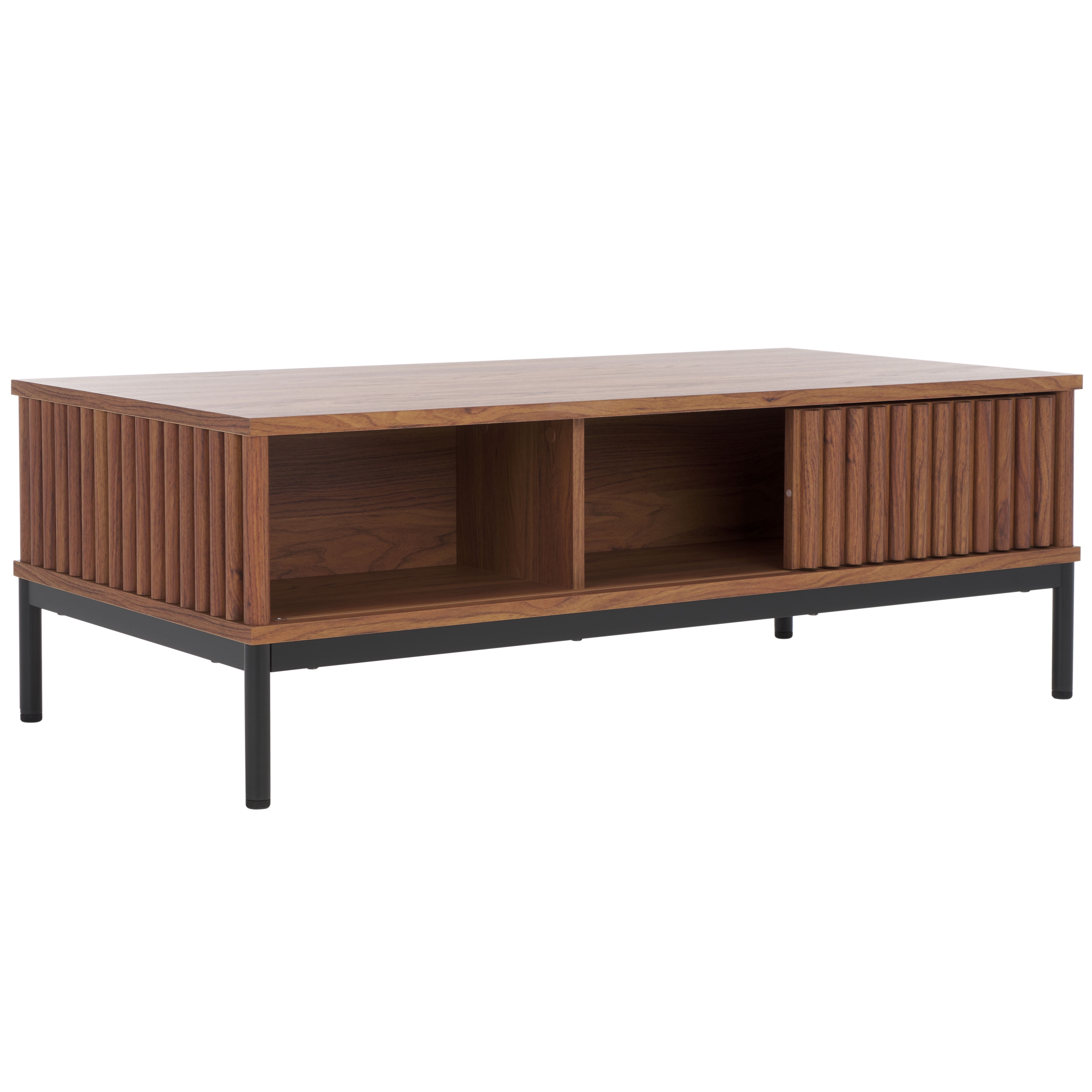 SAFAVIEH Lylia Contemporary 2 Door Wood Coffee Table, Walnut/Black
