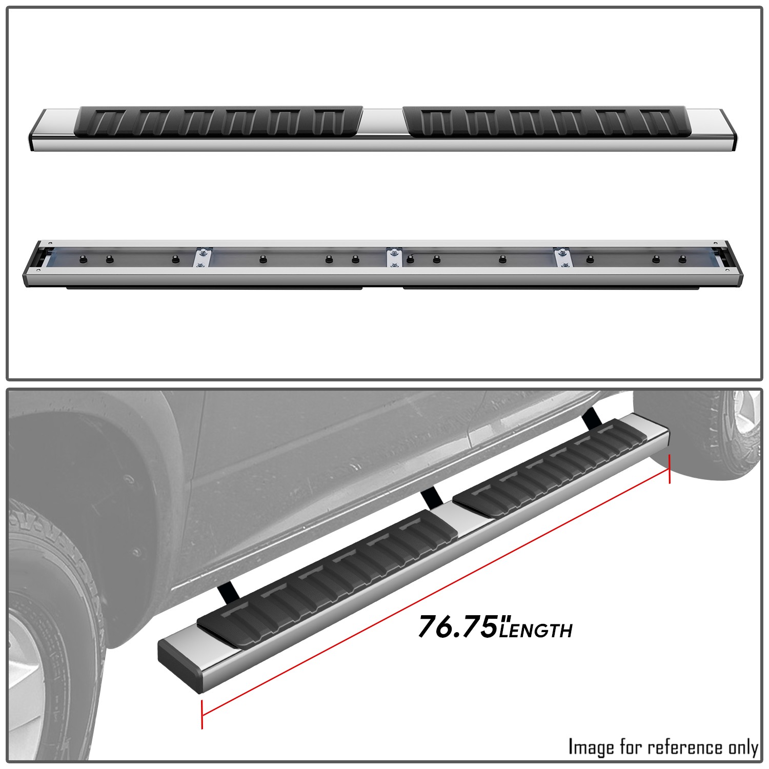 DNA Motoring 6.75" Side Step Nerf Bars Running Boards for 09-23 Dodge Ram 1500 Classic Quad Cab