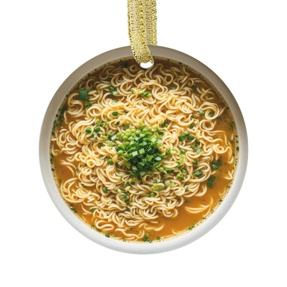 Bowl of Ramen Noodle Soup Japanese Noodles Junkie Ramin Food Lovers Foodie Novelty Holiday Christmas Ornament Xmas Tree Gift (Flat Design Printed on Ceramic, Not 3D)