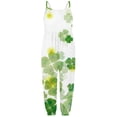 thumbnail image 3 of MAIHAN St Patricks Day Jumpsuits for Girls Overalls Shamrock Print Rompers with Adjustable Straps,Wide Leg Loose Fit Boho Floral Cute Outfits(White,4-5 Years), 3 of 5
