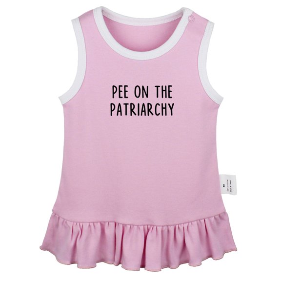 Pee On The Patriarchy Funny Dresses For Baby, Newborn Babies Skirts, Infant Princess Dress, 0-24M Kids Graphic Clothes (Pink Sleeveless Dresses, 6-12 Months)