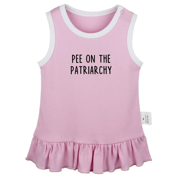 Pee On The Patriarchy Funny Dresses For Baby, Newborn Babies Skirts, Infant Princess Dress, 0-24M Kids Graphic Clothes (Pink Sleeveless Dresses, 6-12 Months)