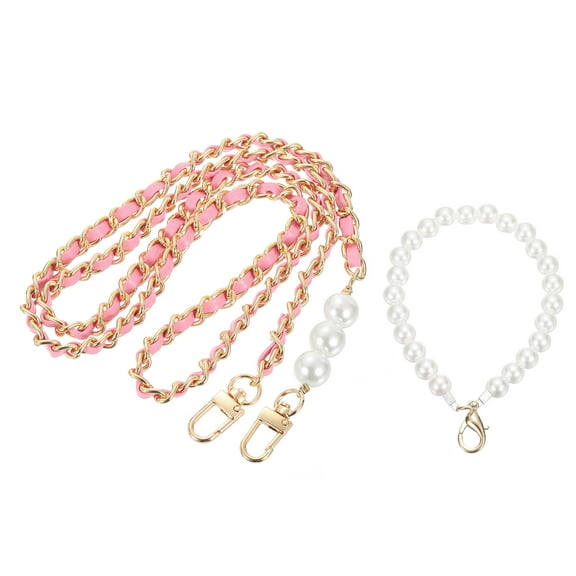Purse Chain Strap, Replacement Strap with Phone Lanyard, 41 Inch, Gold & Pink