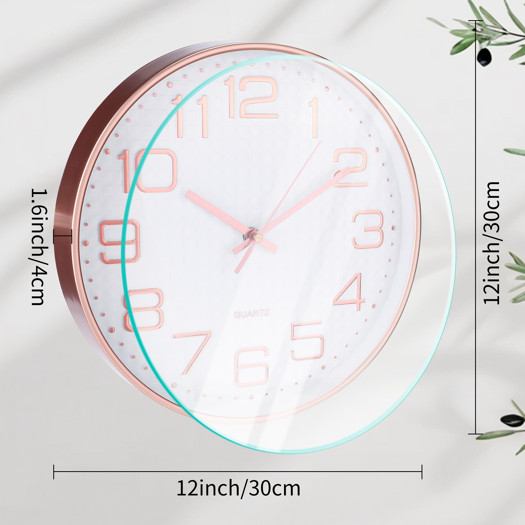 Unique Bargains Silent Non-Ticking Battery Operated Wall Clock White and Pink