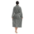 thumbnail image 5 of PajamaX Fleece Womens Bathrobe, Long Plush Robes for Women, Two Side Pockets and Belts, Warm and Cozy (Grey, XL), 5 of 6