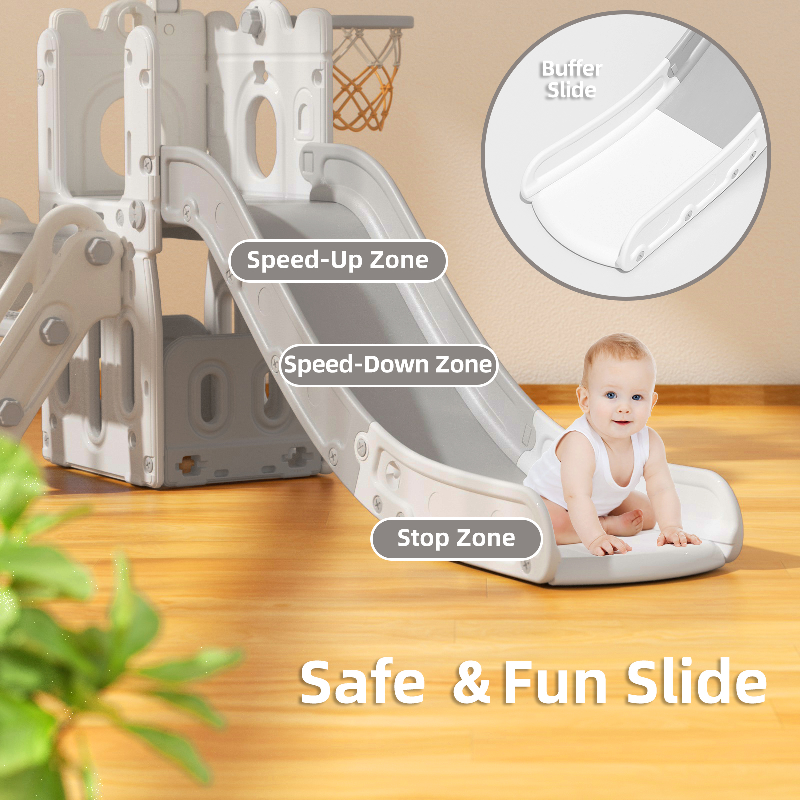 KORIMEFA Toddler Slide Set, Slide for Toddlers Age 1-4 with Basketball ...