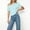 *Sky Blue, variant on ClodeEU Women's Off-Shoulder Short Sleeve T-Shirt,Casual Loose-Fit Blouse,Solid Color Everyday Top White,Women's Plus S