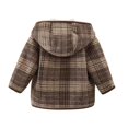 thumbnail image 4 of Ruyang Toddler Boys Plaid Hooded Coat Button Long Sleeve Jacket Sherpa Lined Warm Mid Length Overcoat Kids Winter Outerwear, 4 of 6