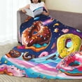 thumbnail image 6 of Honeii Space Colorful Donut Print Fleece Blanket - Throw Blanket for Bed, Sofa, Couch, Camping, and Travel , Microplush Ultra Soft Warm Blanket-60"x50", 6 of 7
