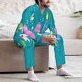 thumbnail image 7 of Gukieu bunny holding flower Print Men's Long-sleeved Pajamas Set, Elastic Waist Pajamas Button-down Pajamas Two-piece Set, Suitable for Adult Male Home Wear-Large, 7 of 7