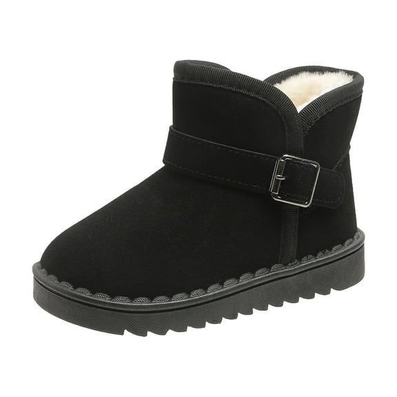 Quealent Winter Boots Boys Girls Soft Warm Shoes Toddler Black Snow Boots (Toddler/Little Kid) Black for Size 2