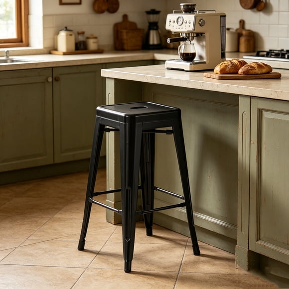Mainstays 24 inch Metal Barstools Set of 4 Black Color
