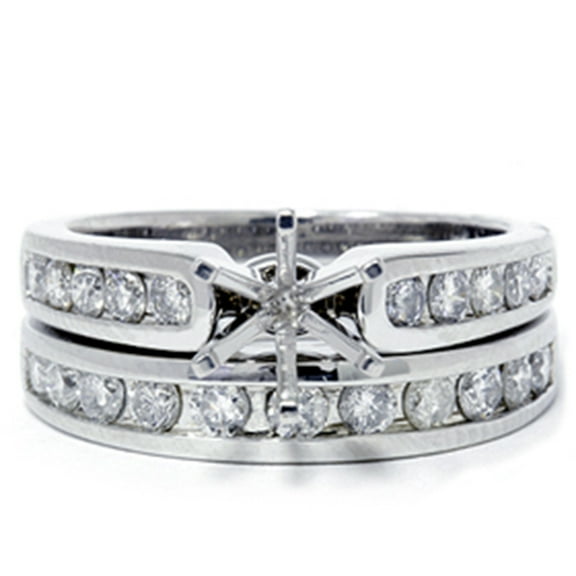 Pompeii 1ct Diamond Engagement Matching Wedding Ring Setting 14K White Gold (G/H,I1)