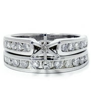 Pompeii 1ct Diamond Engagement Matching Wedding Ring Setting 14K White Gold (G/H,I2)