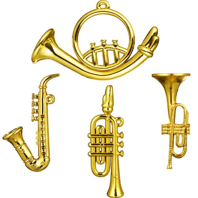 4 Pcs Mini Instruments de Musique en Plastique pour Maison de Poupée Modèle de Saxophone Trompette Réaliste Décorations