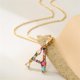 thumbnail image 2 of Collares de mujer - Letra inglesa A Collar colgante con incrustaciones de piedras preciosas de colores Cadena de clavícula Joyería de mujer Feliz Sencillez, 2 of 5