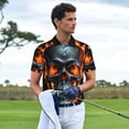 thumbnail image 4 of Daiia Flame Metal Skull Pattern Men’s Polo Shirts,Solid Deck Shirt,Classic Fit, Breathable Cotton Polo for Casual and Sport Wear-3X-Large, 4 of 7