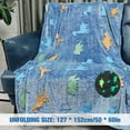 thumbnail image 2 of Glow in The Dark Dinosaur Blanket for Boys Girls  Super Soft Warm Cozy Furry Throw Blanket  50” x 60”, 2 of 7
