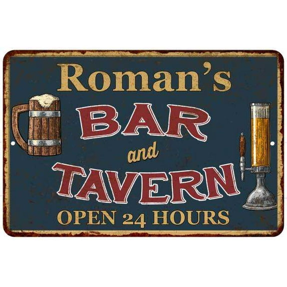 Roman's Green Bar & Tavern Rustic Sign Decor 8x12 208120047249