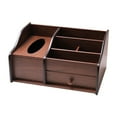 thumbnail image 2 of Organizador de escritorio de madera con cajón, caja de pañuelos, versátil y elegante, organizador de escritorio de madera para el hogar y oficina., 2 of 8