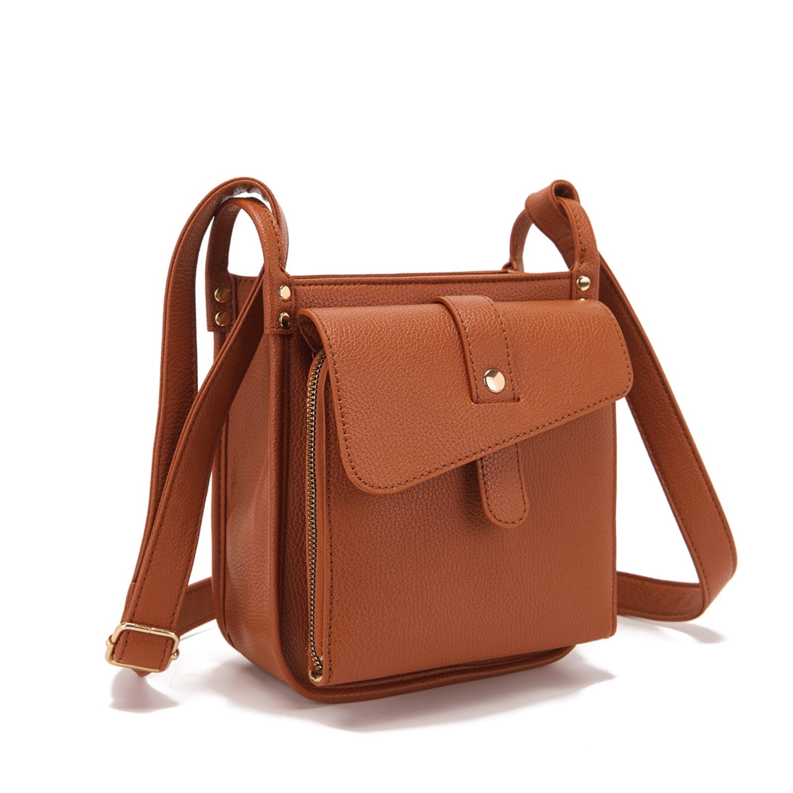 Fnyoxu Women's Full Grain Leather Crossbody Purse with Built-in RFID Wallet - Lightweight Large Capacity Bag with Keychain & Adjustable Strap, 6.3x2.8x8.1in