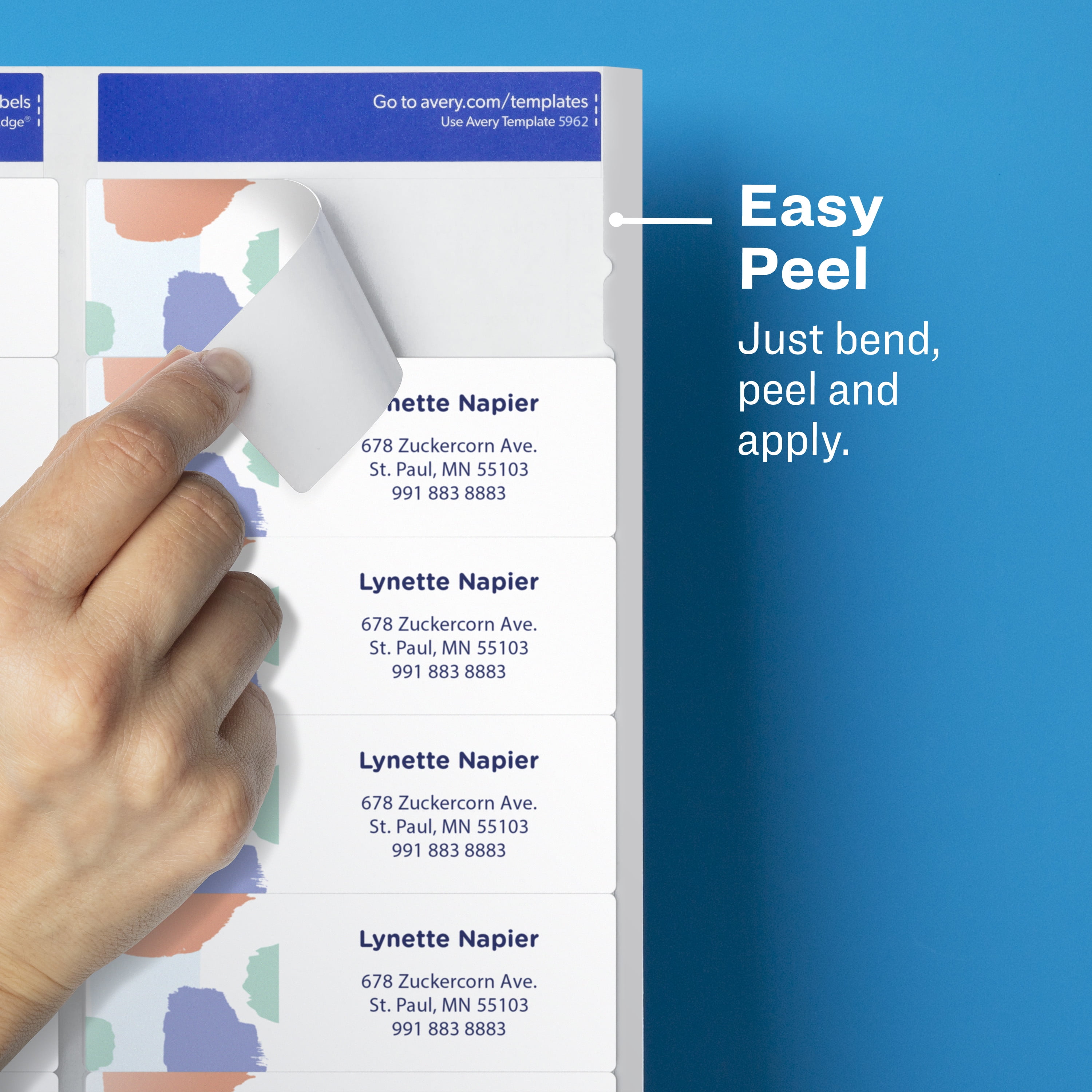 avery easy peel address labels sure feed technology permanent avery 5962 template