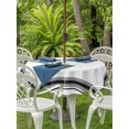thumbnail image 4 of Outdoor Tablecloth with Umbrella Hole Zipper Black Gray Grid Round Tablecloth 60" Waterproof Outside Table Cloth Modern Minimalist Striped Pattern Patio Table Cover Tablecloths for Picnic Party, 4 of 8