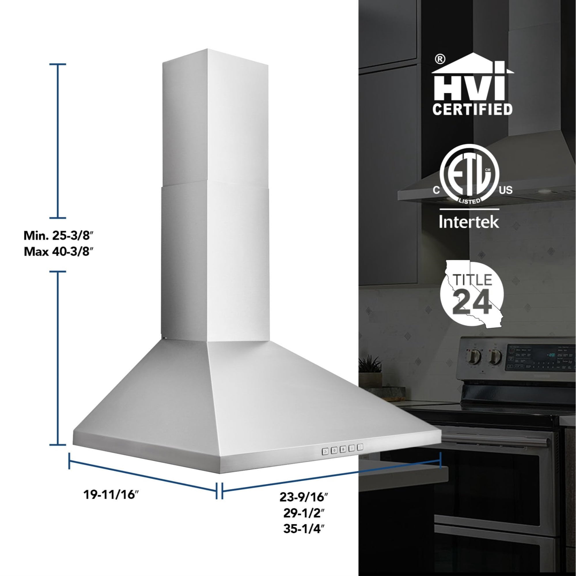 30",Classic Pyramid Chimney Hood,450 CFM