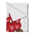 thumbnail image 2 of Wedding Soft Flannel Fleece Throw Blanket, Funny Cartoon Style Newlyweds with Heart Shaped Balloons Dots Happiness, Cozy Plush for Indoor and Outdoor Use, 50" x 70", Red White Black, by Ambesonne, 2 of 5
