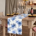 thumbnail image 2 of Blue Spring Floral Table Runner, Elegant Flowers Summer Botanical Washable Cotton Linen Table Runners 70 Inches Long, Dresser Scarf Runner for Dining/Kitchen/Coffee/TV Stands/Cabinets 13''x70'', 2 of 9