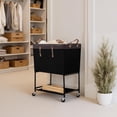 thumbnail image 5 of 2-Tier Rolling Laundry Basket, Heavy Duty Metal Frame with Lockable Wheels, Large Capacity Clothes Hamper for Bedroom Dorm Closet Organization, Black, 5 of 6