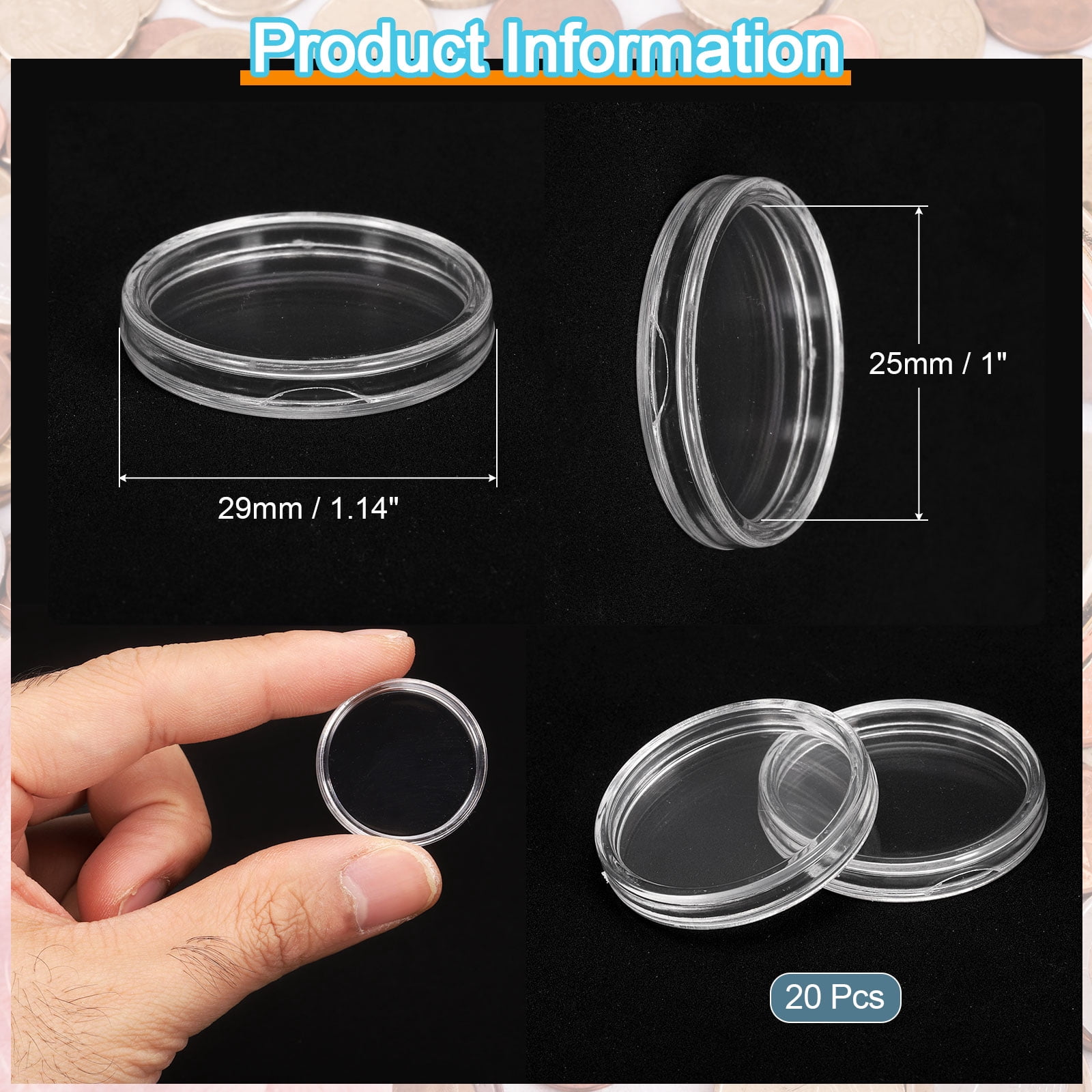 Unique Bargains Durable Plastic Coin Capsule Covers Coin Collection 0.98"