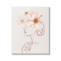 Stupell Delicate Pink Flower Blossoms Woman Line Drawing Canvas Wall Art, 24 x 30, Design by Ros Ruseva