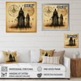 thumbnail image 4 of Designart "Vintage Blueprint of Wizards III" Abstract Framed Wall Art - Blue Witches Living Room Framed Canvas Art, 4 of 6