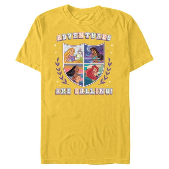 Disney Princess Squad Shield Crest Adventures are Calling - Short Sleeve Blended T-Shirt for Adults - Customized-Yellow