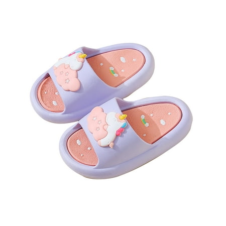 

Ferndule Girls & Boys Comfort Fruits Decor Slides Outdoor Anti-slip Open Toe Slippers Beach Quick Dry Slip On Flats