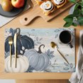 thumbnail image 2 of Navy Blue Fall Placemats Set of 6, Thanksgiving Harvest Botanical Pumpkin Vintage Washable Wipeable Table Mats for Dining Tables, Indoor Outdoor Kitchen Place Mats for Holiday Party Table Decor, 2 of 9