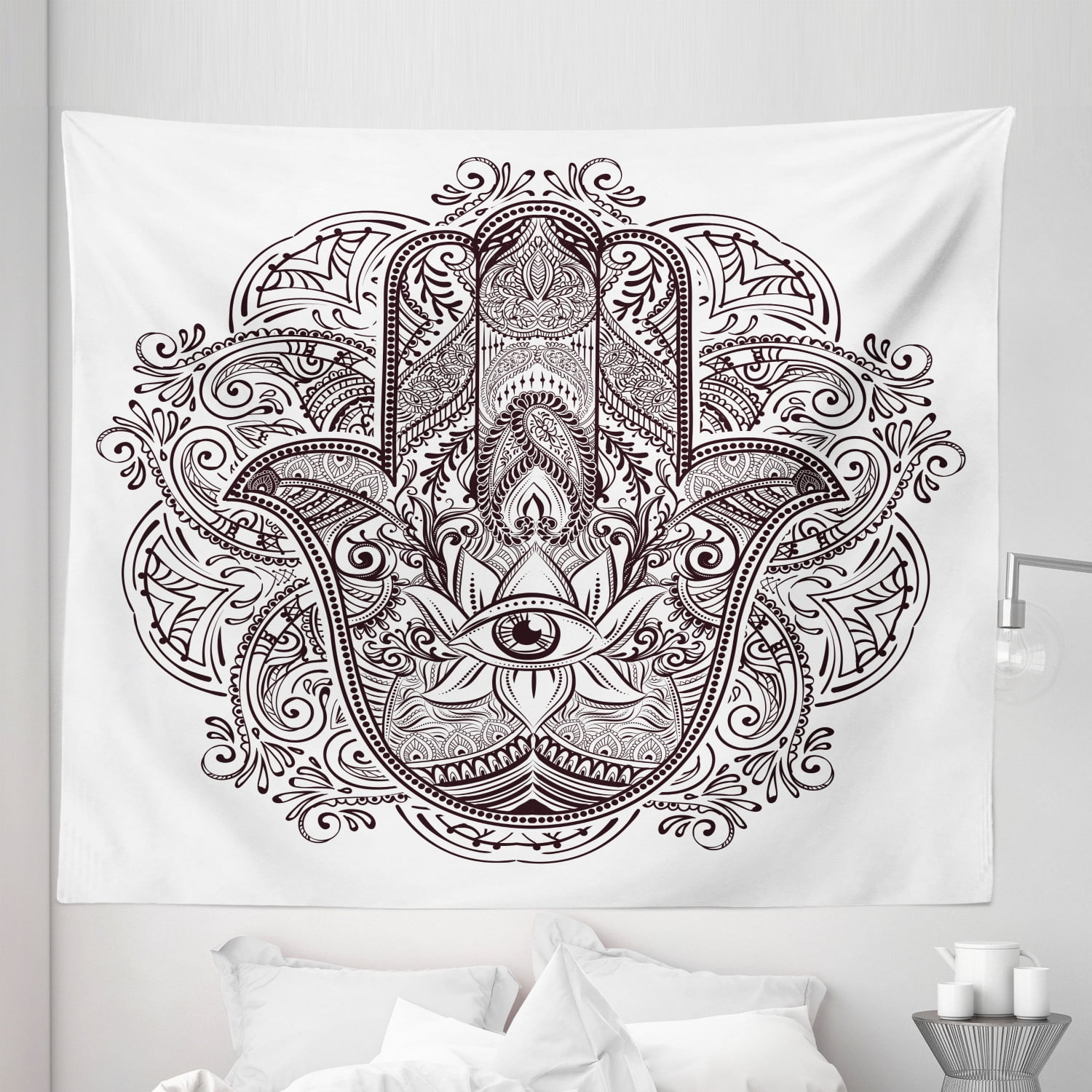 Hamsa Tapestry, Hand Drawn Motifs from Middle Eastern Folklore Sketch ...