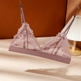 thumbnail image 3 of Women‘s Lace Wireless Deep V Neck Bra Full Coverage Wire-Free Plus Size Bra Dark Blue, 3 of 4