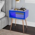 thumbnail image 4 of Modern Side Table for Small Space, Simple Mirrored Nightstand for Bedroom, Small End Table for Living Room, Wood Bedside Table for Home Office, White, D4147, 4 of 8