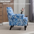 thumbnail image 4 of Aukfa Accent Chair Mid-Century Modern High Back Armchair Lounge for Living Room, Rivet Trim, Blue-and-White Porcelain Pattern, 4 of 10