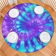 thumbnail image 2 of Purple Blue Tie Dye Pattern Round Fitted Tablecloth with Elastic Edge,Dining Table Cover Waterproof,Outdoor Round Tablecloth for Camping,Dining,Indoor and Outdoor, 2 of 7