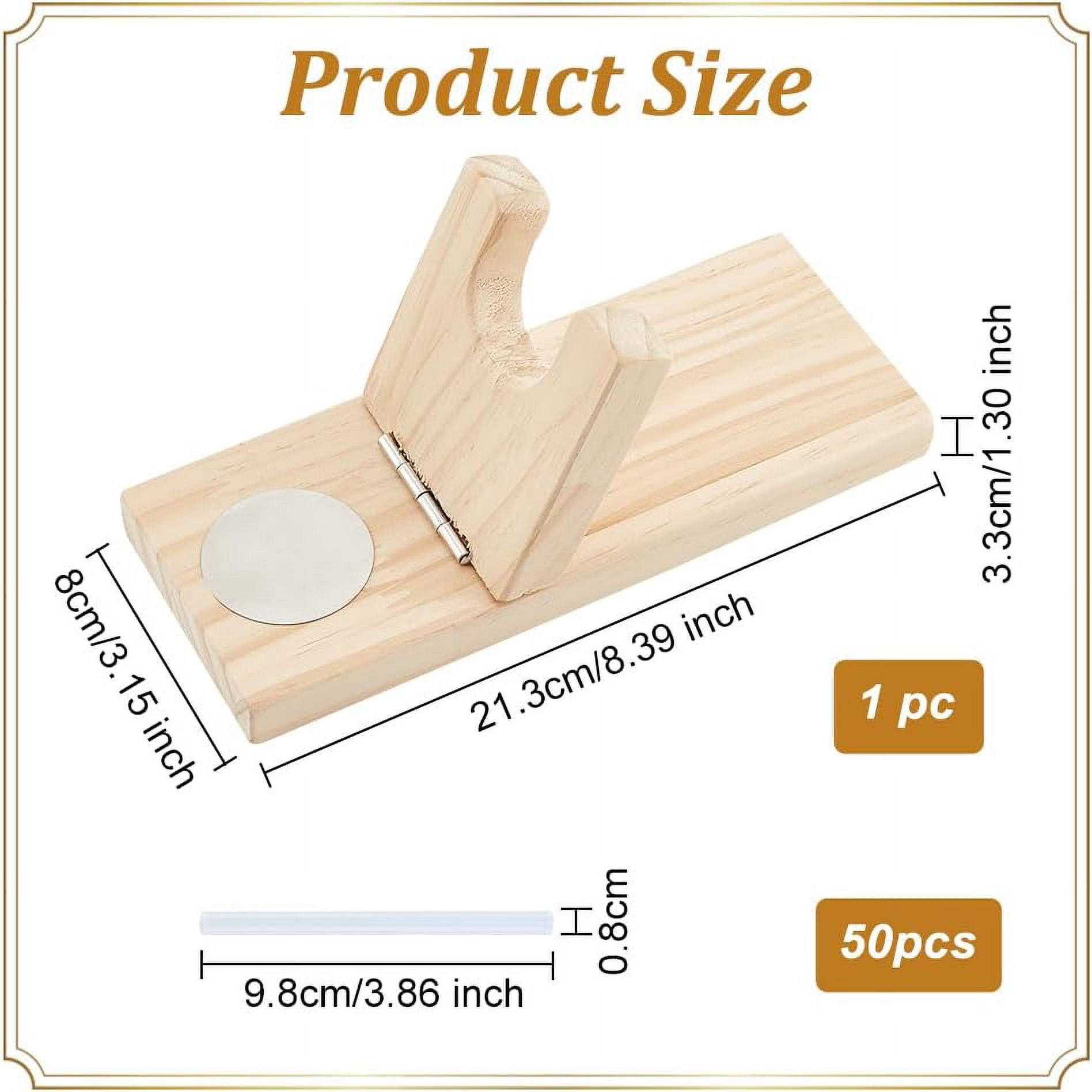 Glue Tool Sets Including Hot Melt Resin Glue Sticks and Wooden Hot Glue Holder Mixed Color Glue Stick: 9.8x0.8cm 50pcs Holder: 21.3x8x3.3cm 1pc
