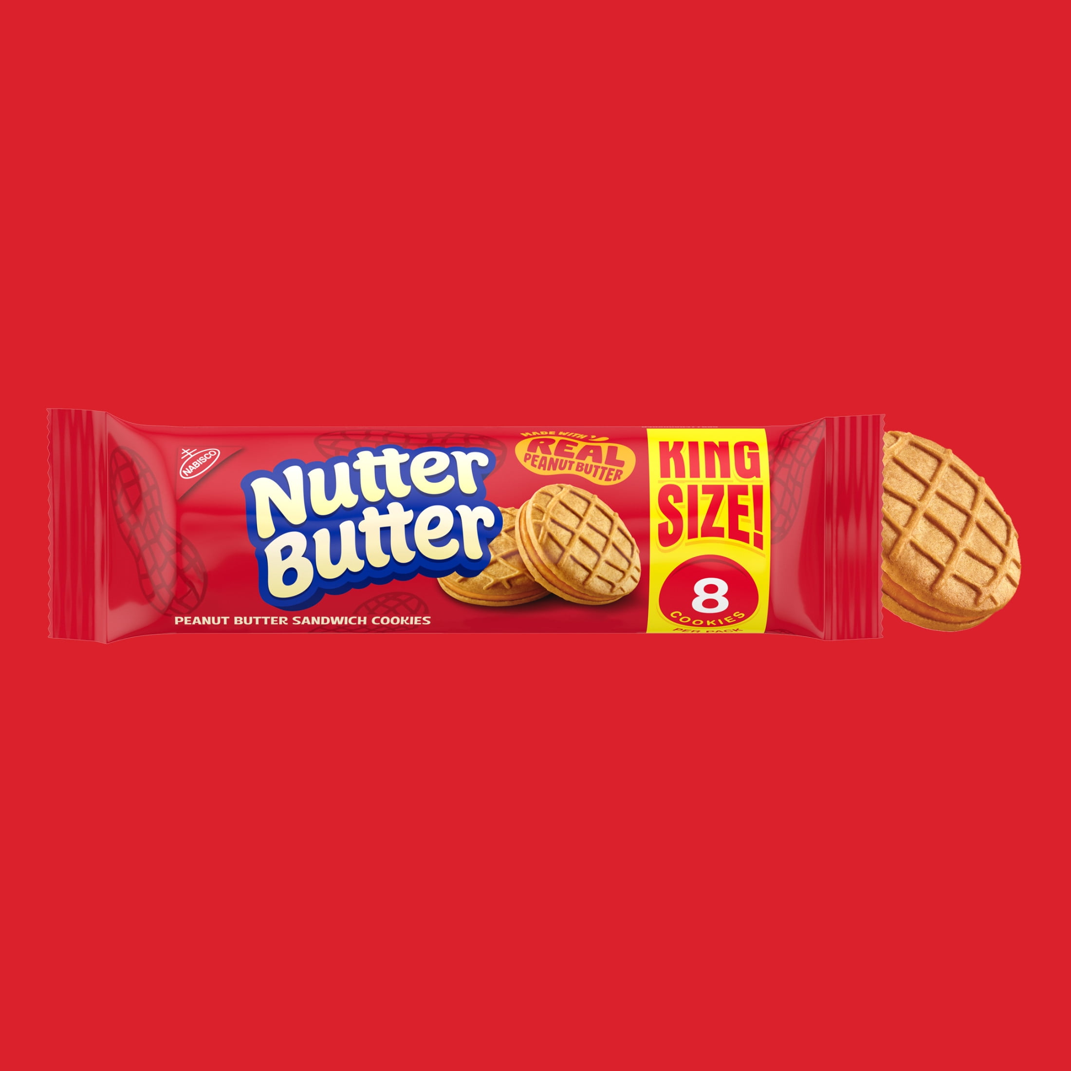 (2 pack) NUTTER BUTTER Peanut Butter Sandwich Cookies, King Size, 3.5 oz