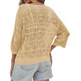 thumbnail image 5 of Womens Summer 3/4 Sleeve Off Shoulder Crochet Cover Up Top Sweater Shirts Mesh Boho Beach Swimsuit Coverup, 5 of 6
