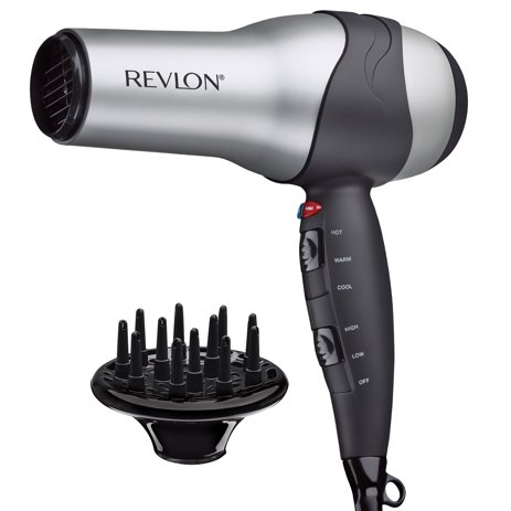 Revlon Perfect Heat Ceramic Turbo Hair Dryer, Gray with Diffuser